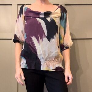 Ted Baker Zenni 100% Silk Blouse in Pale Pink Combo Size 2 / US 6 New NWT
